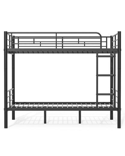 Mixcous Full Over Full Metal Bunk Bed for Adults & Kids, Convertible to 2 Separate Full Size Beds, Heavy Duty Bunk Bed Frame with Full-length Guardrail & EVA Padded Ladder, No Box Spring Needed, Black