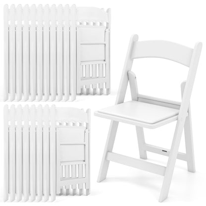 GOFLAME 20 Pack Folding Chairs, Foldable Dining Chair Set with Padded Seat, All-Weather Resin Frame, Indoor Outdoor Portable Commercial Seat for Home, Party, Wedding, 1100 Lbs Load Capacity, White