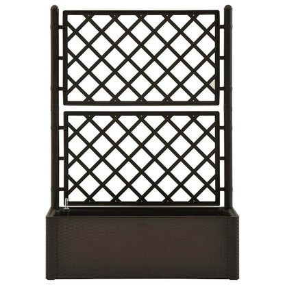 Raised Garden Bed, Mocha Plastic (PP) Large Outdoor Planter with Trellis, Self-Watering System, 39.4 x 39.4 x 55.9 in, Durable Waterproof Materials for Vegetables, Herbs