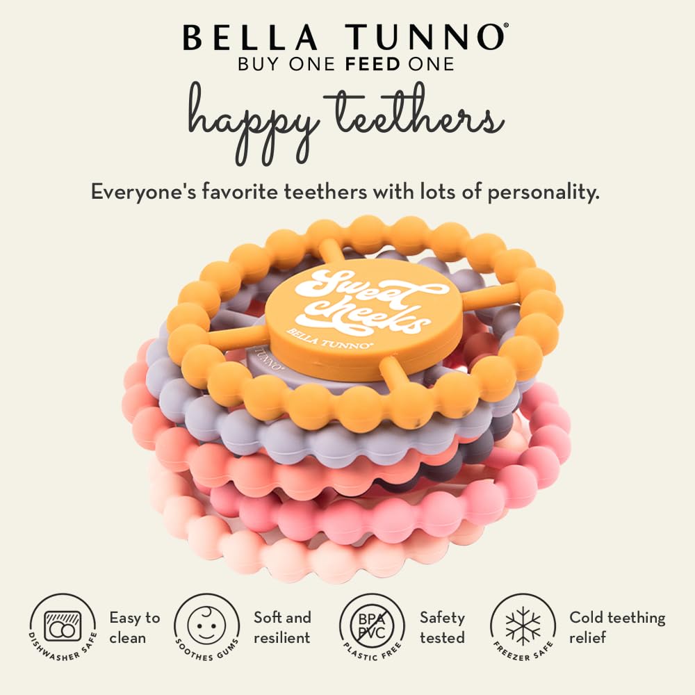 Bella Tunno Happy Teether – Soft & Easy Grip Baby Teether Toy, Silicone Teether Ring to Help Soothe Gums, Non-Toxic and BPA Free, Bite Me