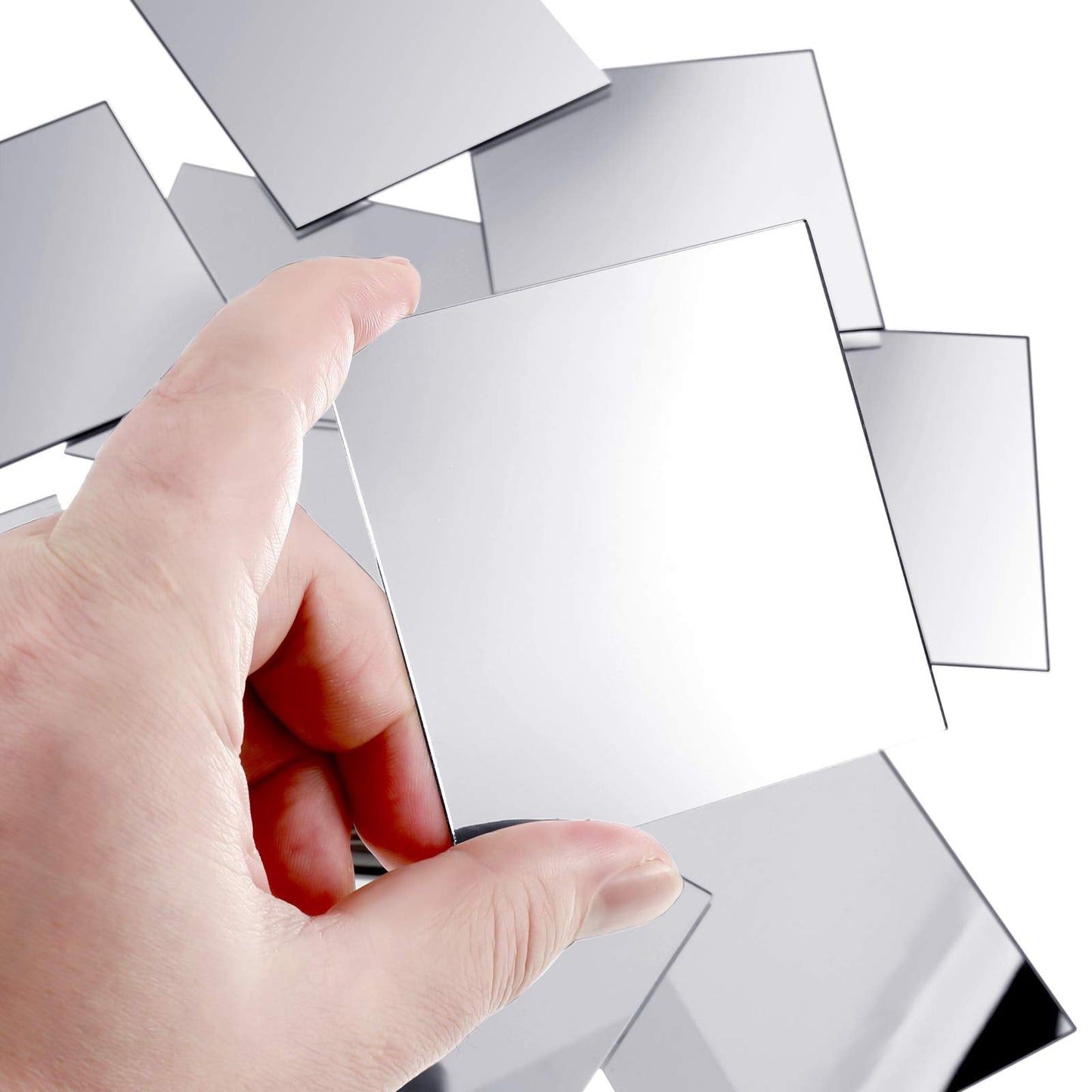 Jetec 25 Pcs Mini Size Acrylic Square Mirror Adhesive Small Square Mirror Tiles for Crafts and DIY Projects Supplies (4 Inches)