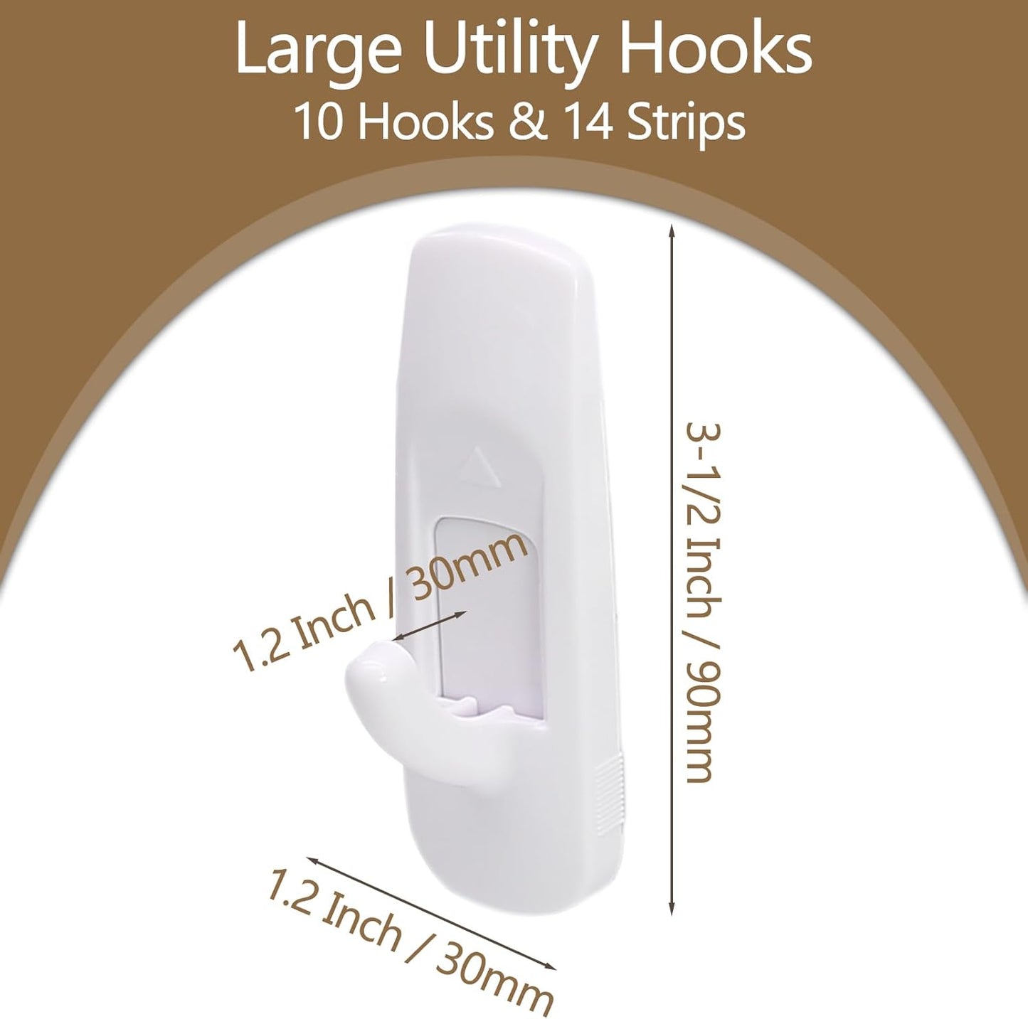 Skiennix Large Utility Hooks - 10 Pack Heavy Duty Adhesive Wall Hooks | Damage-Free Hanging, 4 lb Capacity