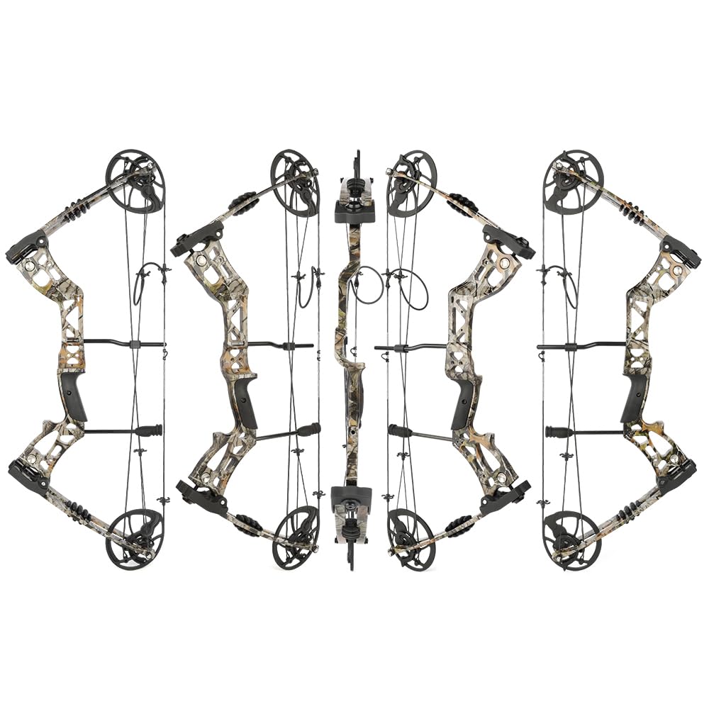 surwolf Archery Hunting Compound Bow Kit RTH 30-70 LBS Draw Length 23.5"-31", IBO 325FPS, Target Shooting Bow with Accessories for Bowfishing Archery Hunting (Camo Kit PRO)