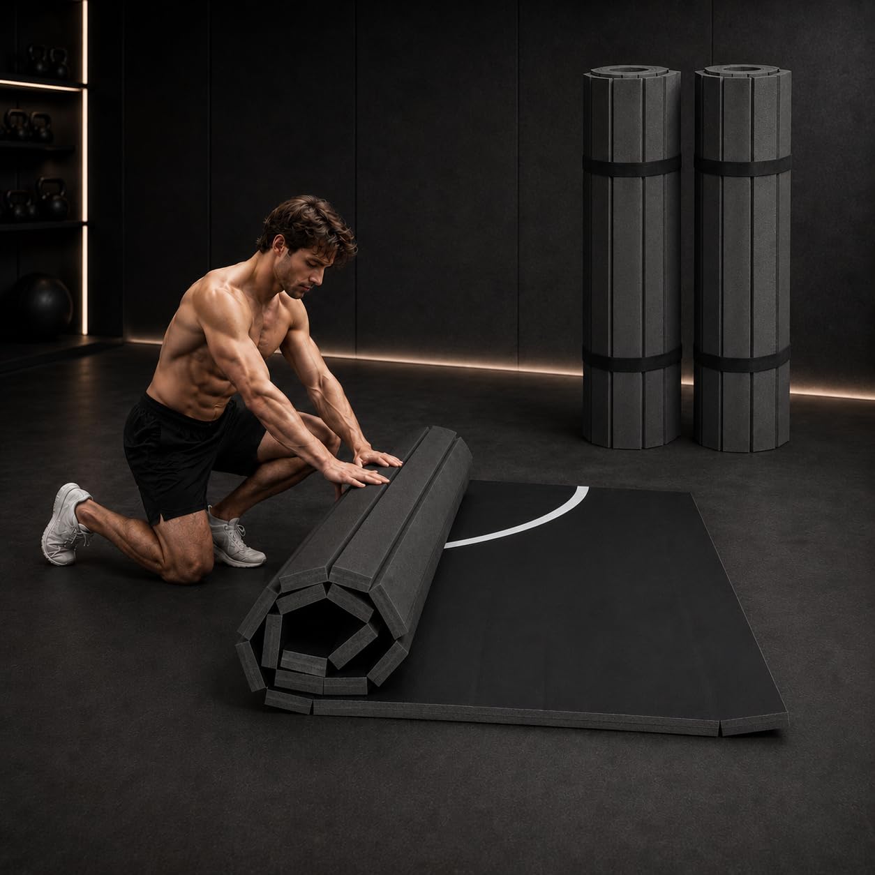 BELINOVA Flexi-Roll Portable Training Mat – 10ft x 5ft Professional Wrestling Flooring for Home Gym & Martial Arts – Quick Setup Padded Mat for MMA, Judo, BJJ and Functional Fitness