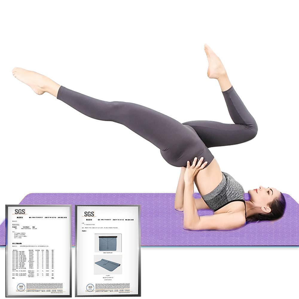 Hatha Yoga Extra Thick TPE Yoga Mat - 72"x 32" Thickness 1/2 Inch -Eco Friendly SGS Certified - With High Density Anti-Tear Exercise Bolster For Home Gym Travel & Floor Outside