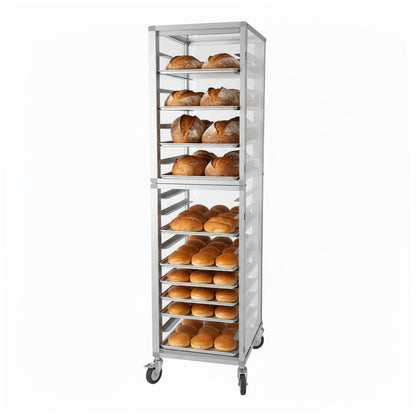 18 Tiers Aluminium Bun Pan Rack with Wheels NSF Commercial Bakery Racks for Kitchen Home Bread Baking Restaurant & Catering 18.5x24.6x70in