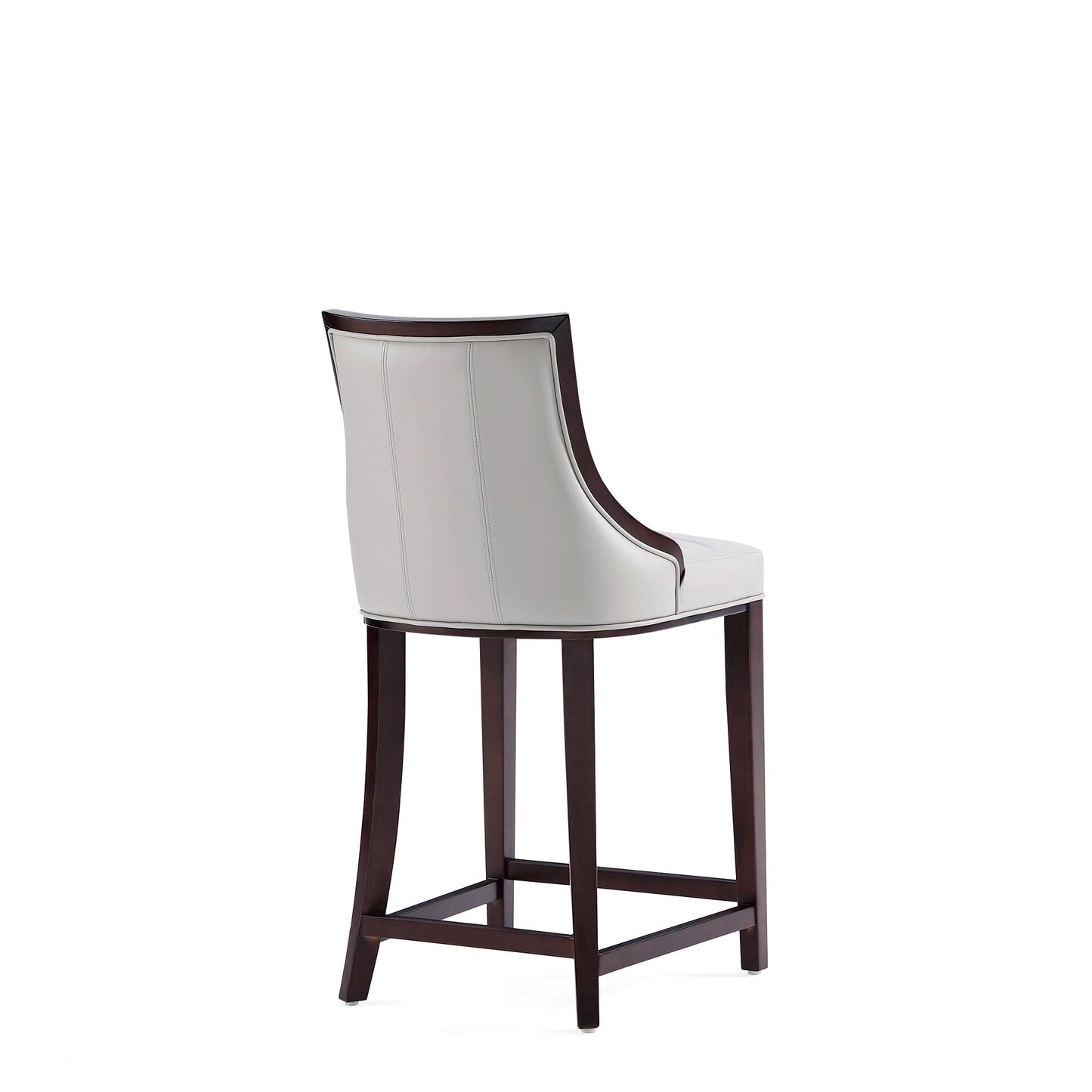 Manhattan Comfort Fifth Avenue Faux Leather Counter Stools with Rectangular Design Stitching, Foam Padding & Solid Beech Wood Frame, Fully Assembled Countertop Chairs, Set of 3, Light Grey
