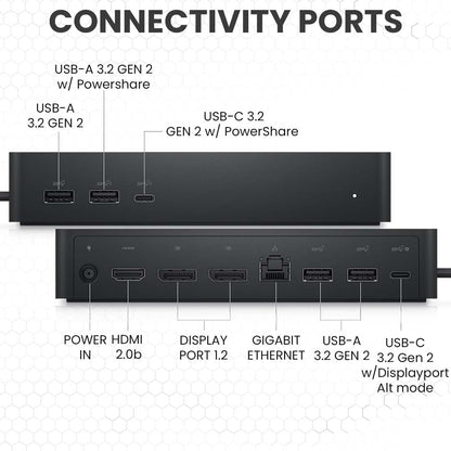 Crossery Dell UD22 Docking Station Bundle - Includes Dell Universal Dock UD22, HDMI & Ethernet Cable, 130W Power Adapter - USB-C Laptop Docking Station - Efficient Connectivity Solution (Renewed)