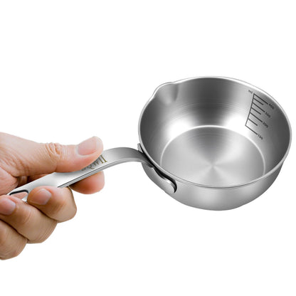 BQWII 18/10 Stainless Steel Butter Warmer, 13.5 fl oz (400ml), Ideal for Heating Milk, Butter, Sauces, Baby Food, Coffee, Chocolate, Egg Pan, Compatible with Induction & Gas Stovetops