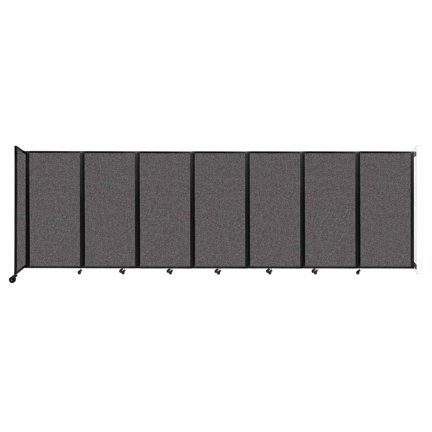 Wall-Mounted Folding Room Divider 360 | Adjustable Widths | Locking Wheels | Room Separator | Up to 19'6" Wide x 6' Tall Charcoal Gray Fabric Panels