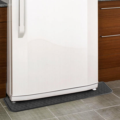 37.4x8.5in Refrigerator Spill Mat, Silicone Under Refrigerator Floor Protector Tray Drip Anti-Slip Appliance Water Mat Drip Catcher for Mini Fridge Washing Machine Wine Cabinet Dryer (Gray)
