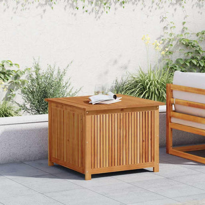 GKHPYURE Solid Acacia Wood Patio Storage Box with Water-Proof Bag, 29.5x29.5x22.8 Inch Outdoor Storage Box for Cushions, Pillows, and Garden Tools