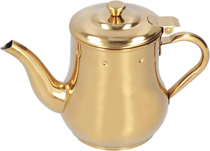 Tea Kettle, 500ml Stainless Steel Teapot with Filter, Proof Oil Strainer Pot for Hotels, Restaurants, Homes (Gold)