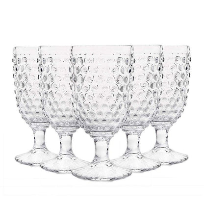G Hobnail Drinking Glasses 6 Set, 13.3 oz Vintage Water Goblets Iced Tea Beverage Goblets Hobnail Glassware,Hobnail Goblet Glasses,Glass Cups for Wine,Soda,Juice,Dinner Parties,Bars, Restaurants Clear