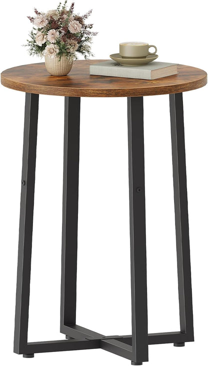 15.7" BF95BZ01 HOOBRO Side Table, Round End Accent Table with Sturdy Metal Frame, Round Nightstand, for Living Room