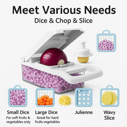 CASAFOYER 16 in 1 Vegetable Chopper, Mandoline Slicer and Food Processor - Kitchen Essentials for Effortless Food Prep - Includes Salad Spinner, Cheese Grater, Onion Chopper, French Fry Cutter