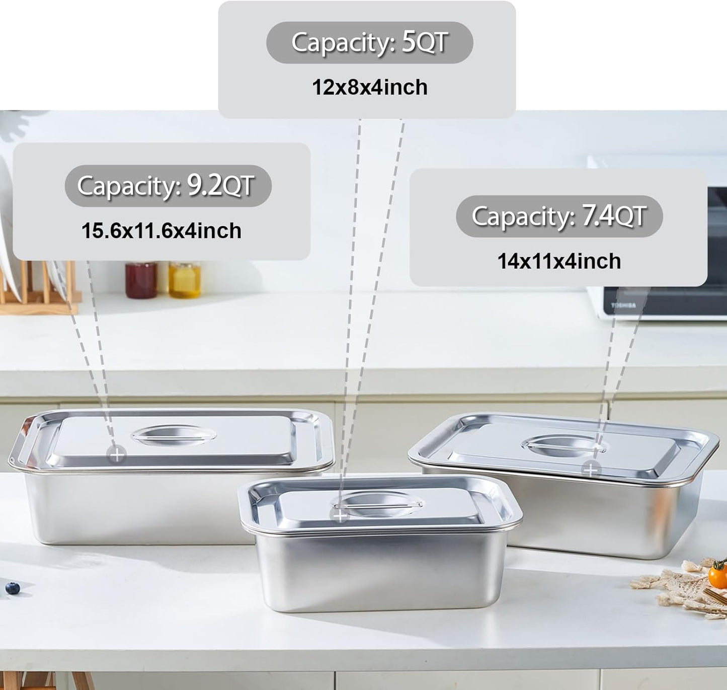 Skiennix 4-Inch Extra Deep Lasagna Baking Pan - 11x14 Inch Stainless Steel Nonstick Casserole Dish with Lid