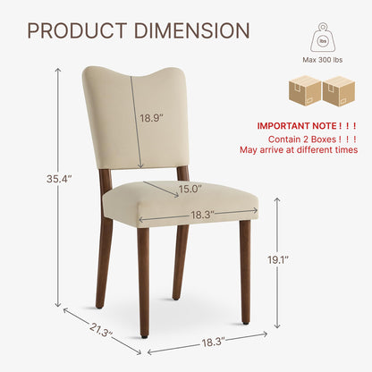 KISLOT Upholstered Dining Chairs Set of 4, Modern Velvet Kitchen Chairs with Solid Wood Legs, High Back Wooden Dining Room Chairs with Dark Walnut Color Legs for Farmhouse Kitchen Dining Room, Linen