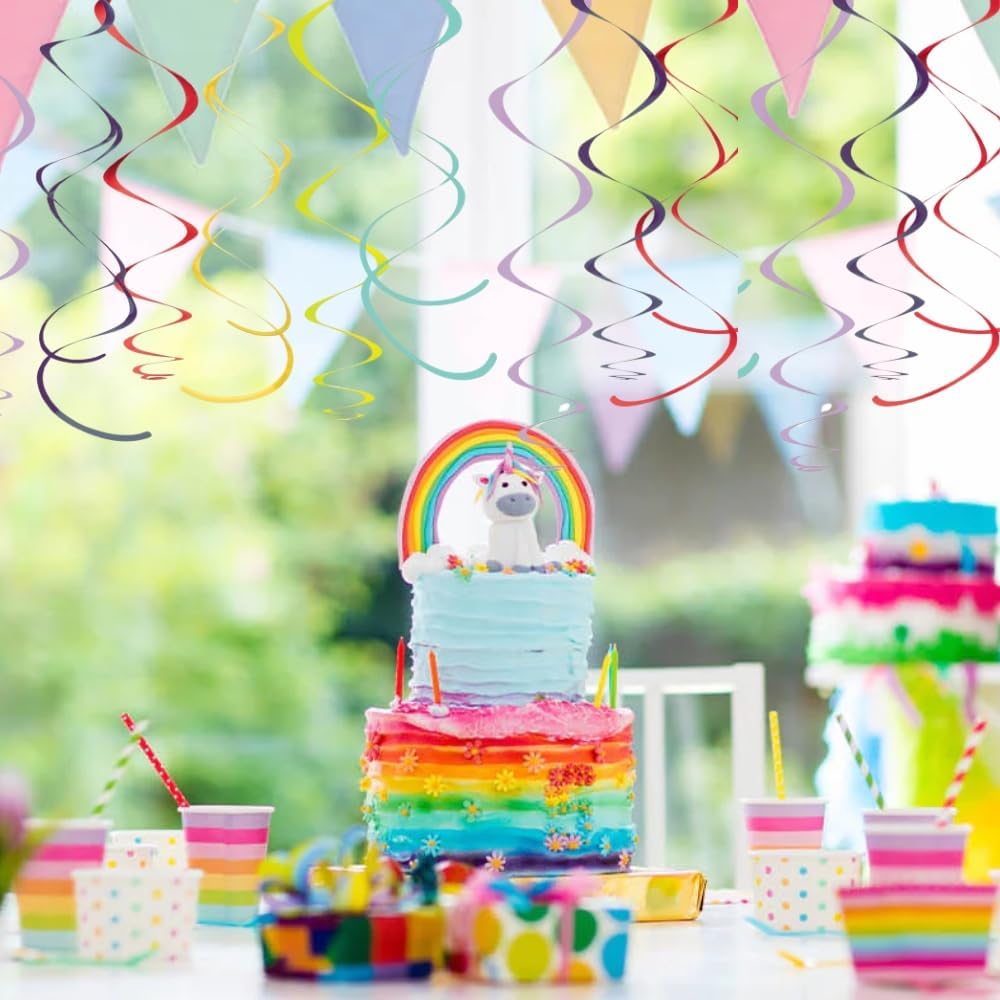 Amscan Party Hanging Swirls, Rainbow, Party Decor