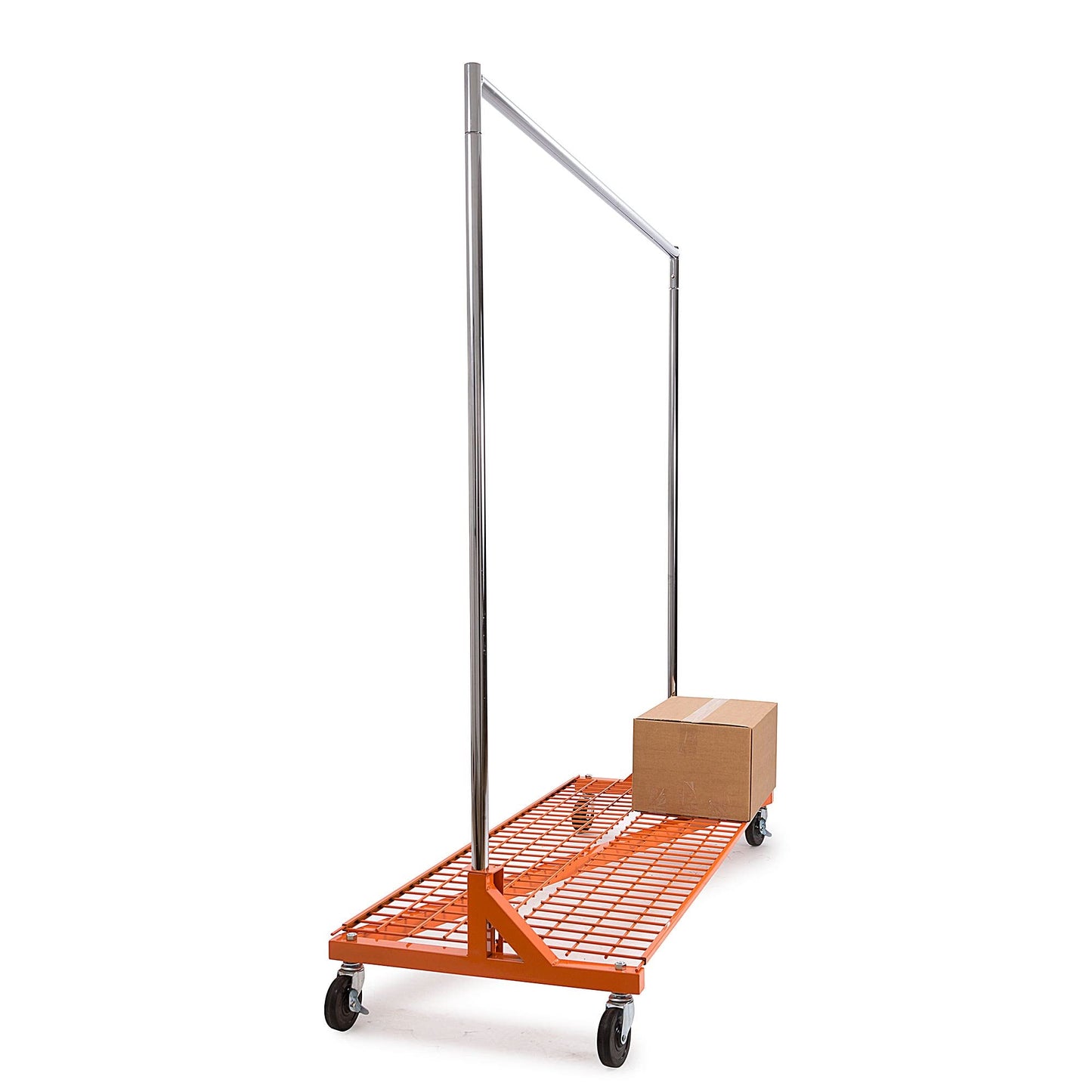 Econoco Commercial Garment Rack - Rolling Clothes Rack, Heavy Duty (Z Rack with Base Shelf, Orange)