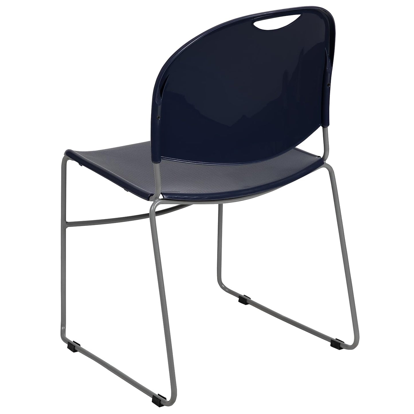 Flash Furniture HERCULES Series 5 Pack 880 lb. Capacity Navy Ultra-Compact Stack Chair with Silver Powder Coated Frame