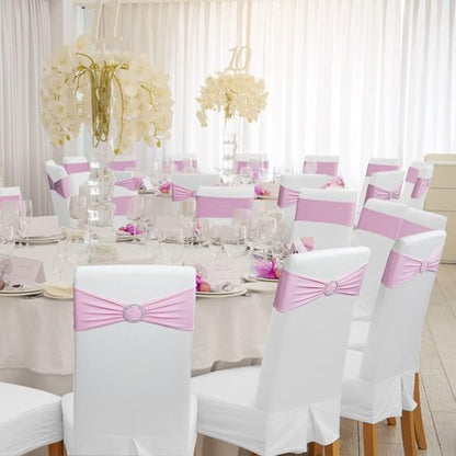 Babenest Spandex Chair Sashes - 50PCS Premium Stretch Covers with Buckle Slider for Weddings & Events | Pink