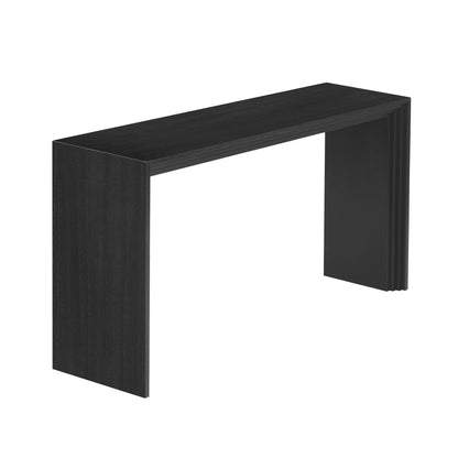 Merax Modern Unique Striped Console Table, Paulownia Solid Wood Veneer Entryway Table for Foyer, Living Room, or Entryway, Black