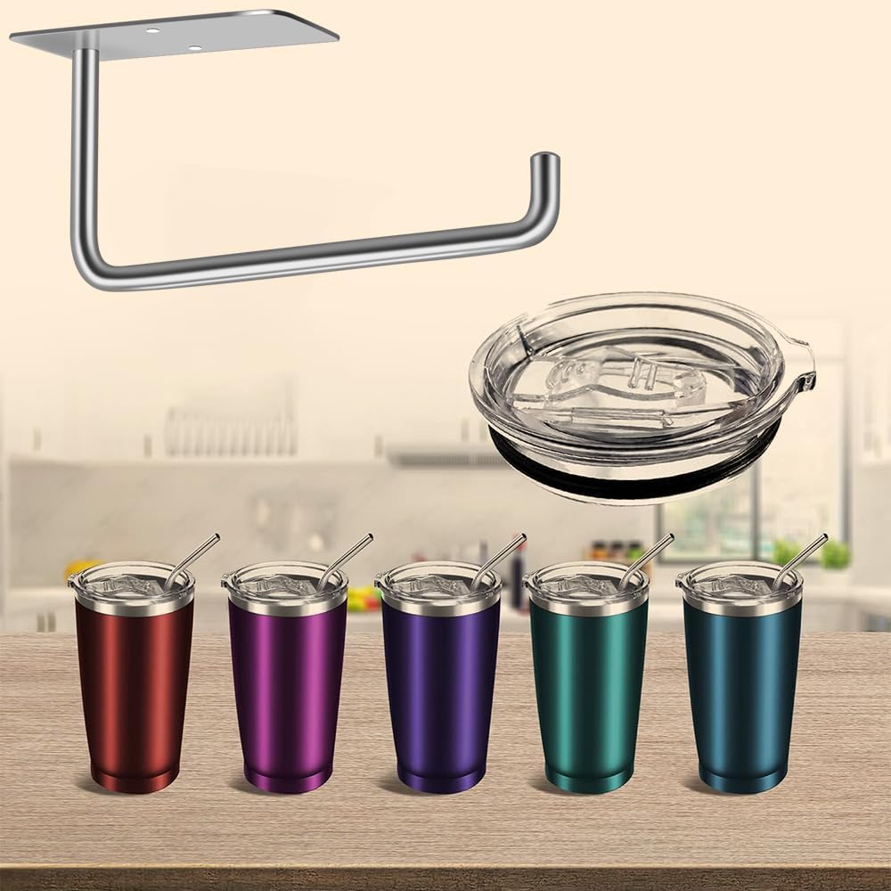 MGahyi Tumbler Lid Organizer, Space Saving Self-Adhesive or Drilling Cup Lid Hook for Kitchen Organizers and Storage