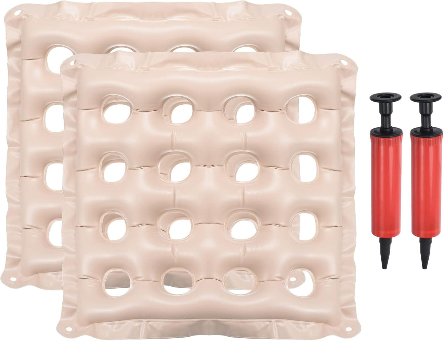 PATIKIL Inflatable Seat Cushion, 2 Pack Portable Air Seat Pad for Wheelchairs Office Chairs, Breathable Beige