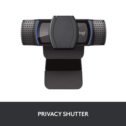 Logitech C920S HD Pro Webcam, Full HD 1080p/30fps Video Calling, Clear Stereo Audio, Light Correction, Privacy Shutter, Works with Skype, Zoom, FaceTime, Hangouts, PC/Mac/Laptop/Tablet/XBox - Black
