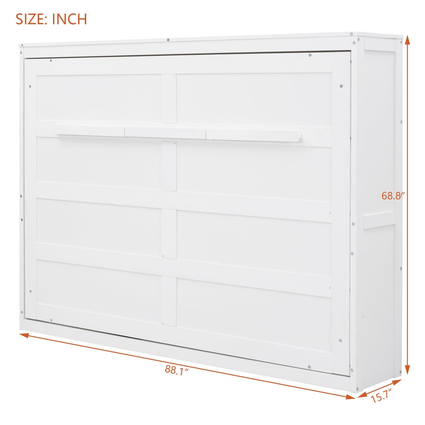 Ball & Cast Murphy Bed Queen Size,Farmhouse Murphy Cabinet with Storage Shelf,Wood Hidden Wall Bed,Foldable Platform Bed,Space-Saving,No Box Spring Needed,White