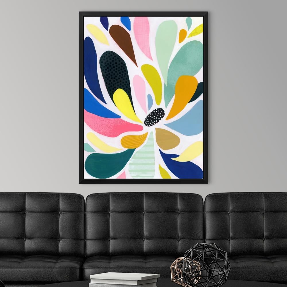 Abstract Petals I Black Float Frame Canvas Art, Floral Artwork