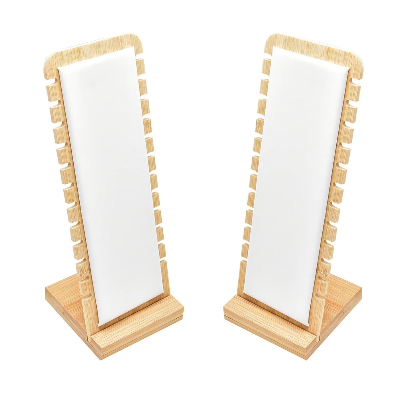 Golden Strawberry 2 Pack Bamboo Panel Jewelry Necklace Tabletop Display Boards Stand (White)