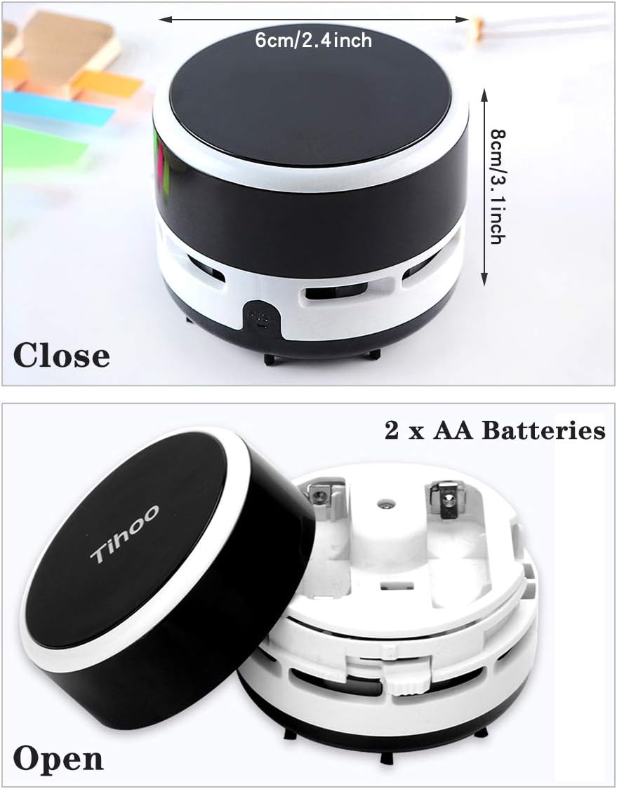 iSuperb Portable Desktop Vacuum Cleaner - Mini Crumb Sweeper for Home, Office, Cars - Rubber Dust Remover (Black, No