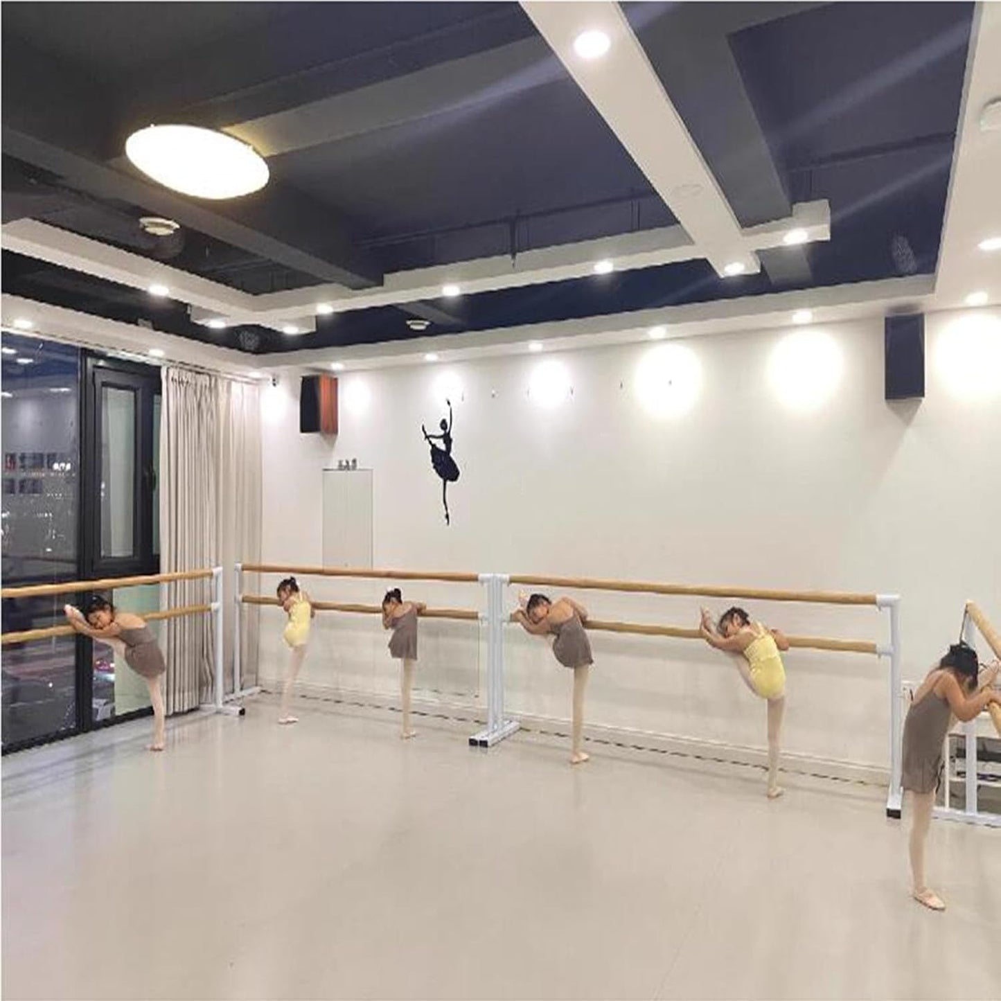 VUBYSG Independent Portable Mobile Dance Pole Fitness Equipment for Adults and Children, Stretching Ballet bar, White - 100cm,White-100cm
