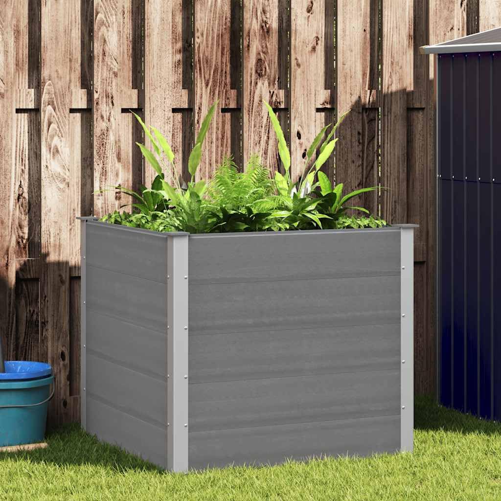 Tmriohed Grey WPC Garden Raised Bed 39.4 x 39.4 x 35.8 in Square Outdoor Planter Box, Wood-Plastic Composite & Aluminum Frame, Large Planter for Patio Balcony Deck Yard