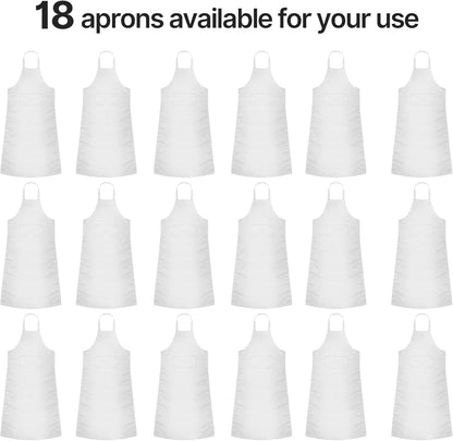 Syhood 18 Pack Adjustable Bib Aprons - White