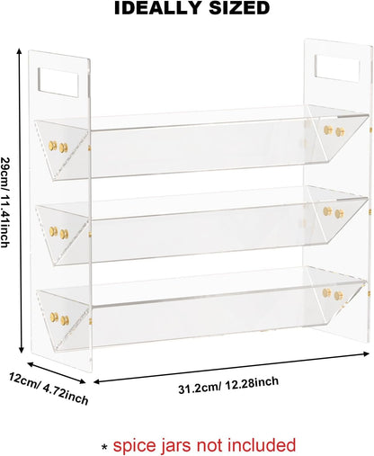 WUIVIUT Spice Rack Organizer for Cabinet, Kitchen Countertop Shelf Organizer for Spice Jars with Clear Acrylic
