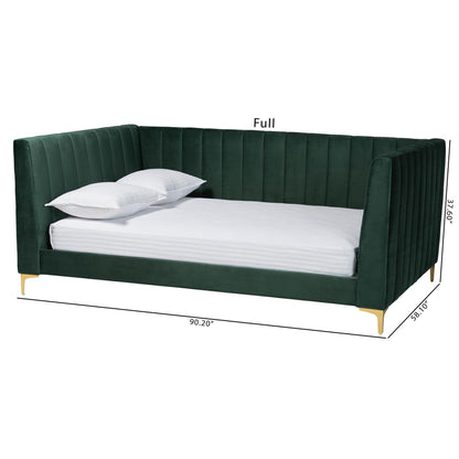 Baxton Studio Oksana Velvet Fabric Daybed, Full, Emerald Green