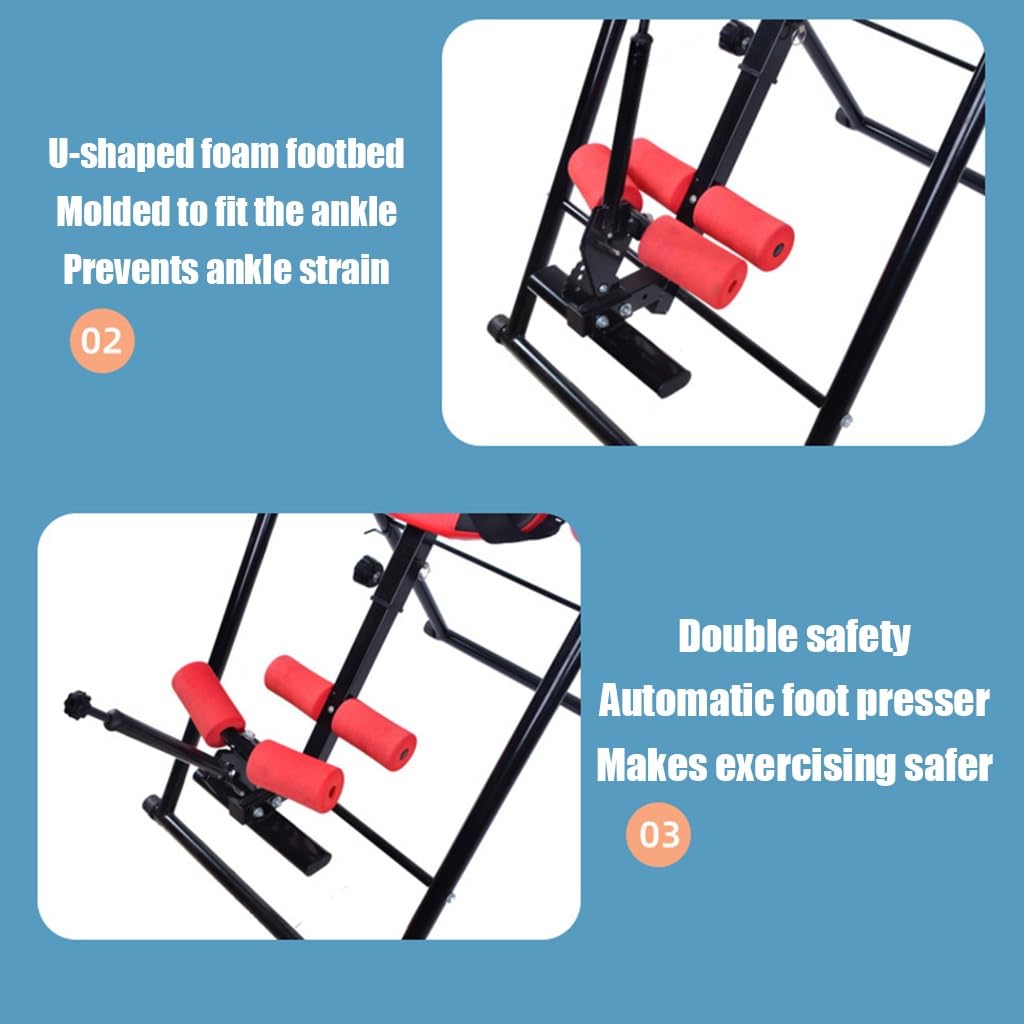 RIEJIN 330 lbs Capacity Inversion Table for Back Pain Relief, Adjustable 4 Gears Heavy Duty Inversion Table Foldable Stretching Muscles