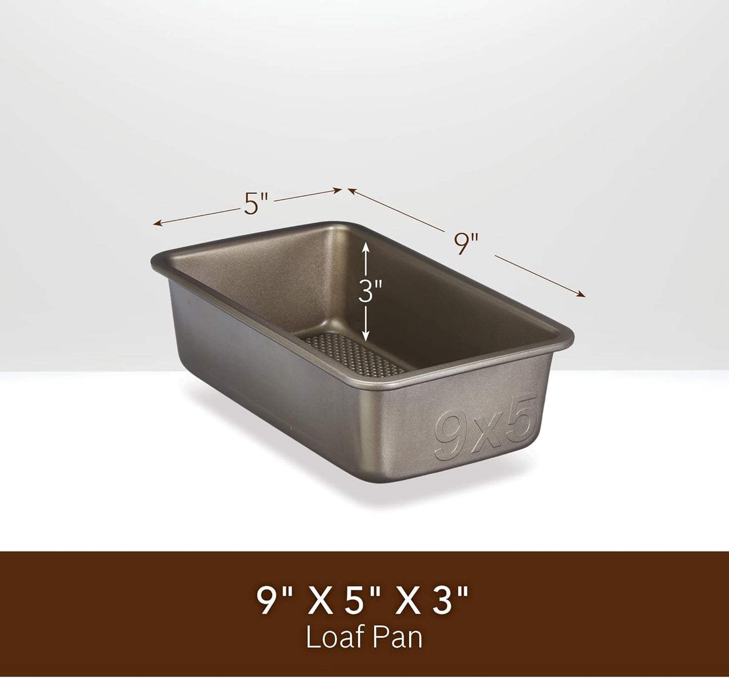 Goodcook Diamond-Infused Non-Stick Coated Aluminized Steel Loaf Pan, Champagne Pewter