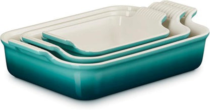 Le Creuset Stoneware Baking Dish Set - 3-Piece Rectangular Set in Riviera Color