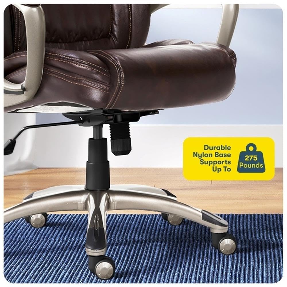 Faux Leather Modern Swivel Executive Office Desk Chair, Height Adjustable Upholstered Rolling Chair for Meeting Room, Comfortable Computer Chair for Home Office and Study Room, Dark Brown