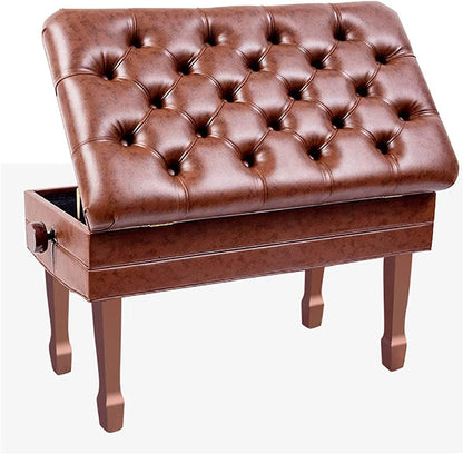 ZHOUYANB Piano Stool Dressing Table Wooden Luxury Bench Soft Genuine Leather with Waterproof Cushion and Strong Solid Wood Frame 200kg Load Capacity 84 X 47 49-59c (Teak One Size)