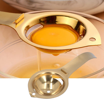 QANYEGN Stainless Steel Egg Yolk Separator, Egg Strainer with Long Handle, Egg Yolk White Separation Tool, Egg Extractor for Cooking, Baking(Gold)