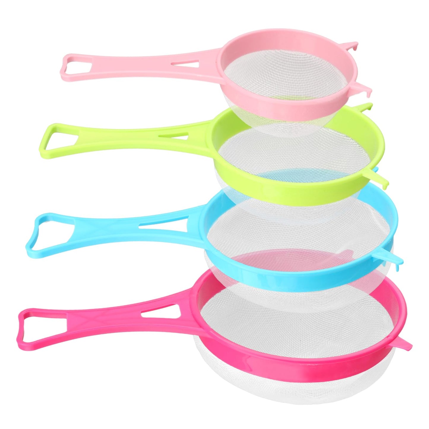 4Pcs/Set Fine Mesh Strainer Set, Kitchen Plastic Flour Colander Set, Solid-Liquid Separator Gadget with Non Slip Handles, for Yogurt Baking Kitchen Kefir Tea Juice Pasta(size:4pcs/set)