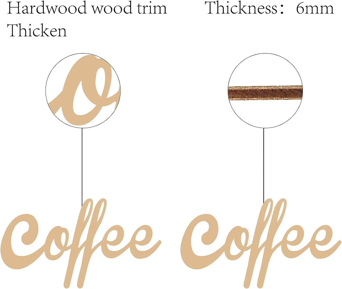 CREATCABIN Laser Cut Wood Sign Wall Art, Coffee Letter Decorative Wall Sculpture Hanging Decor for Housewarming, 25 x