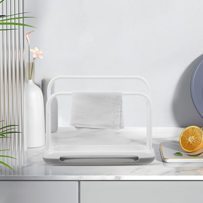 Towel Rack Stand with Drain Spout, Quick-Drying Kitchen Storage for Sponges, Dishcloths, Compact Design for Countertop