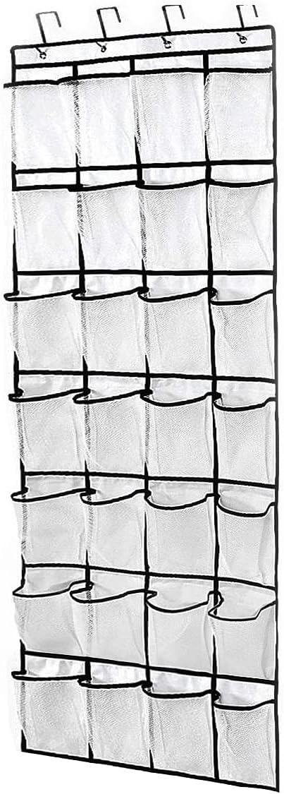Fancial 28 Closet, 4 Large Pockets Over The Door Shoe Organizer, Hanging Shoe Organizer for Premium Clear Shoe Rack