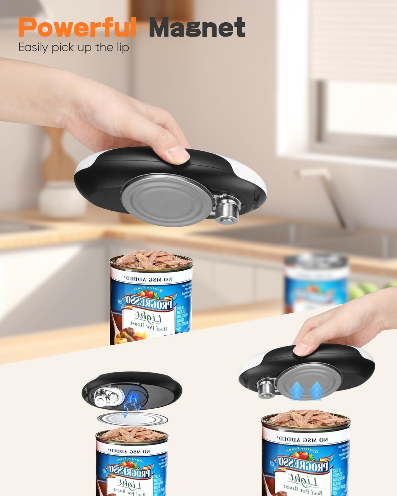 Electric Can Opener, Can Opener Electric Fits All Can Sizes, One Touch USB Rechargeable Automatic Can Opener for Kitchen and Seniors with Arthritis, Chef, Portable Kitchen Gadgets